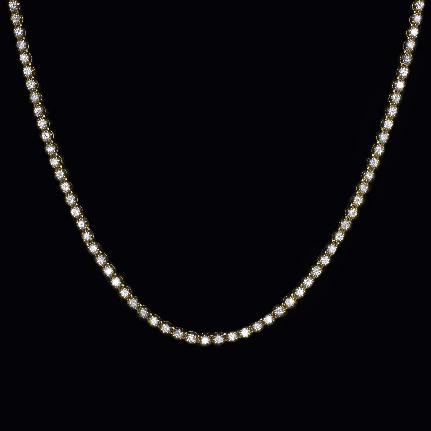 4 CARAT NATURAL DIAMOND RIVIERA NECKLACE 14K YELLOW GOLD ROUND CUT TENNIS 4ct - Image 2