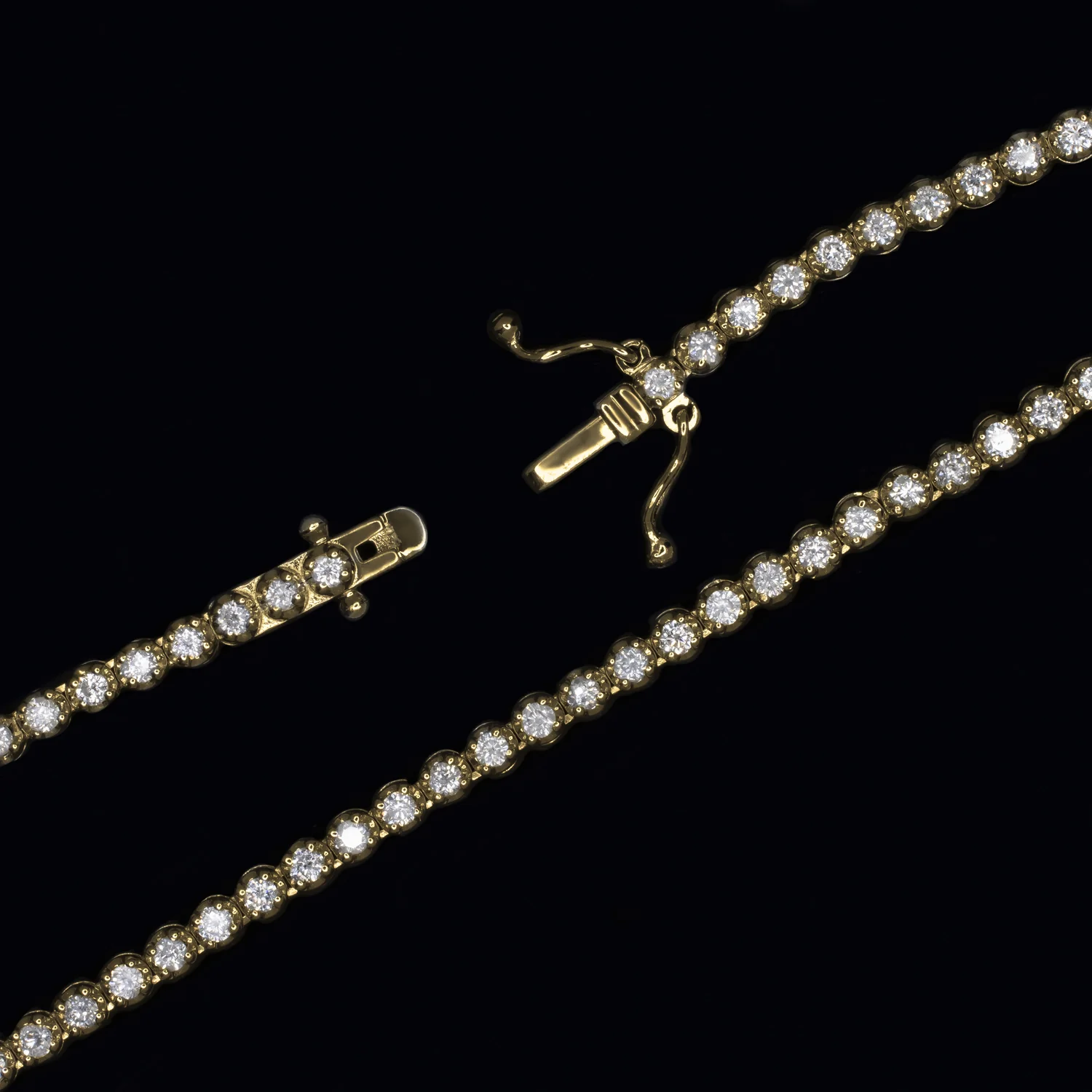 4 CARAT NATURAL DIAMOND RIVIERA NECKLACE 14K YELLOW GOLD ROUND CUT TENNIS 4ct - Image 3