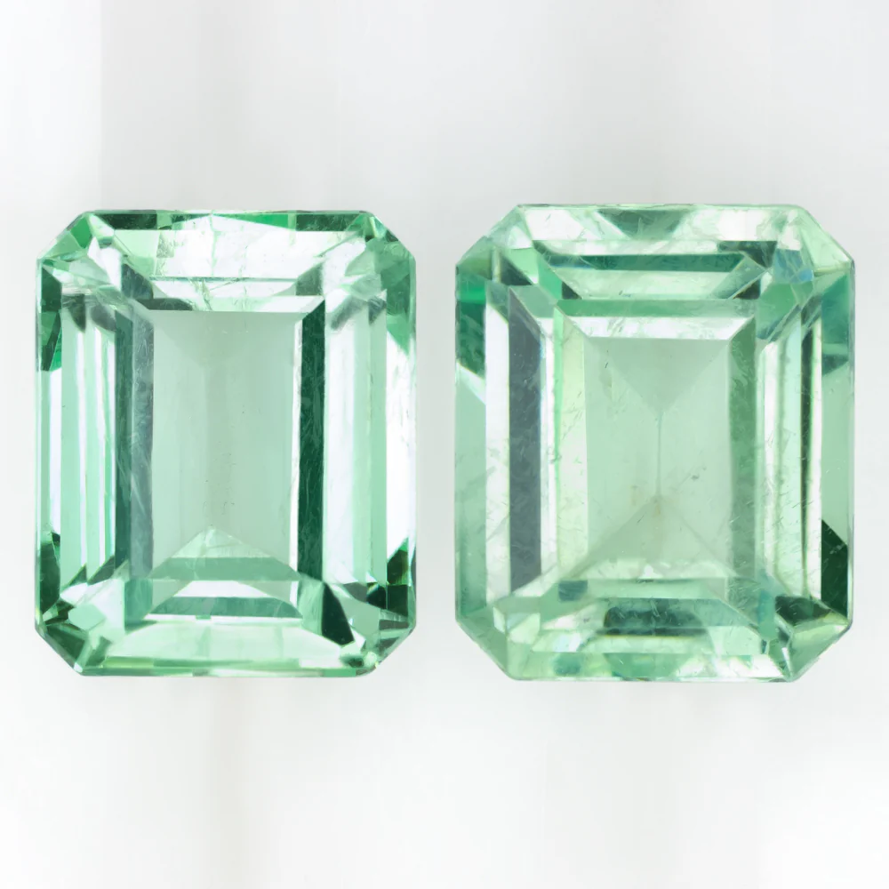 5.06ct EMERALD PAIR STUD DROP EARRINGS EMERALD SHAPE CUT LOOSE NATURAL PASTEL