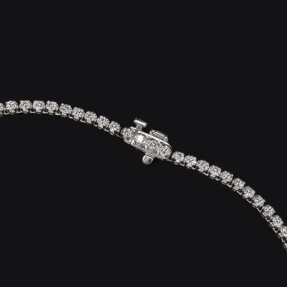5 CARAT LAB CREATED IDEAL CUT DIAMOND RIVIERA NECKLACE CLASSIC 14k WHITE GOLD - Image 3