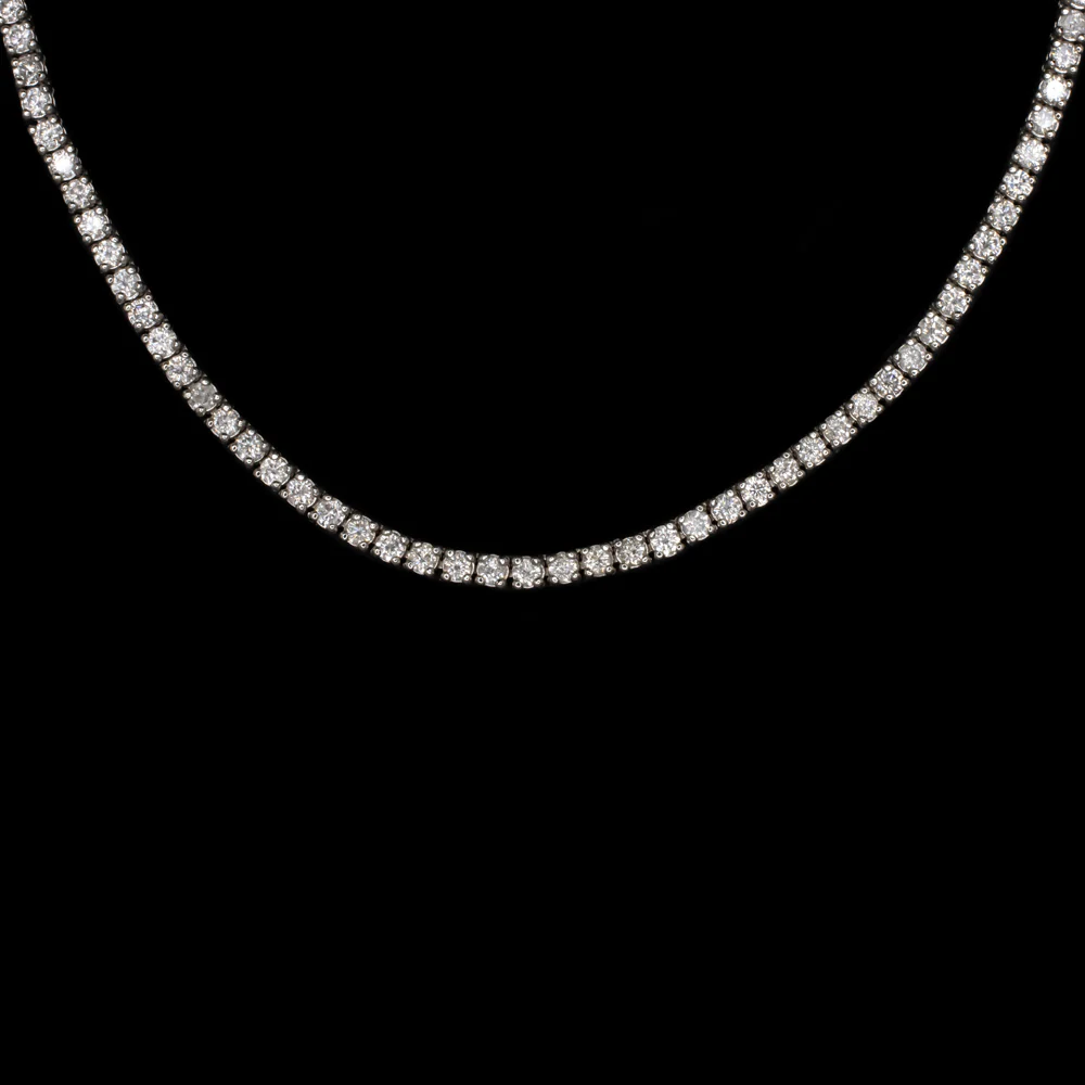 5 CARAT NATURAL DIAMOND RIVIERA NECKLACE 14K WHITE GOLD VERY GOOD CUT TENNIS - Image 2