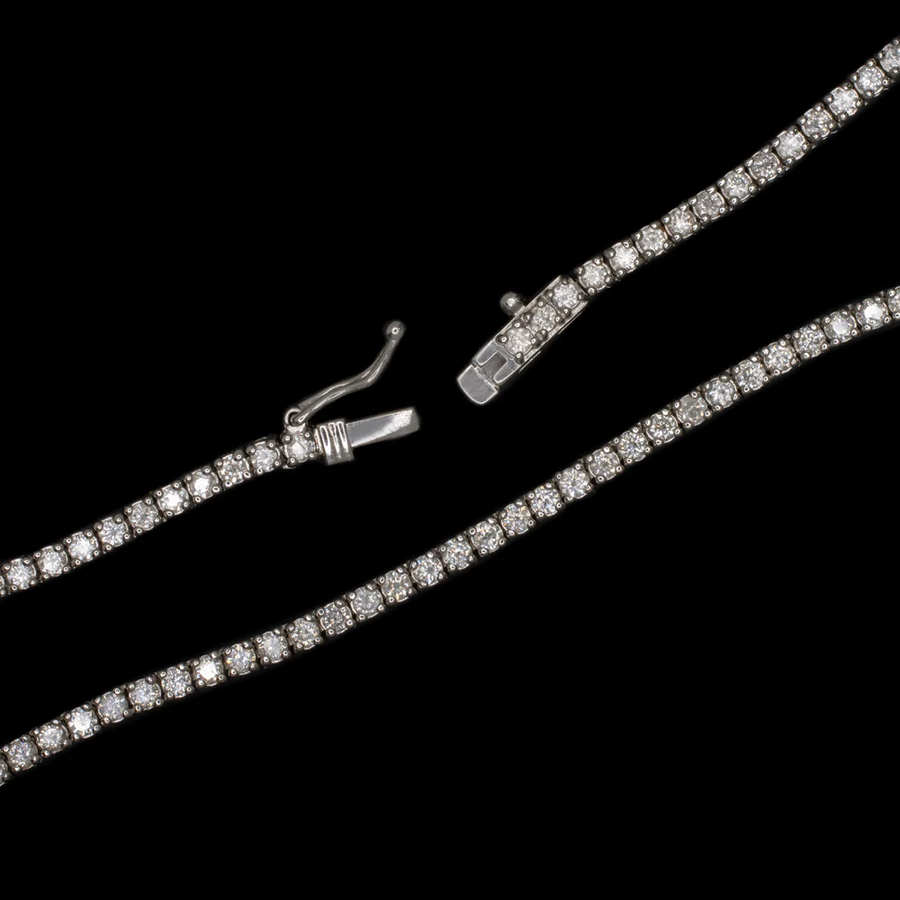5 CARAT NATURAL DIAMOND RIVIERA NECKLACE 14K WHITE GOLD VERY GOOD CUT TENNIS - Image 3