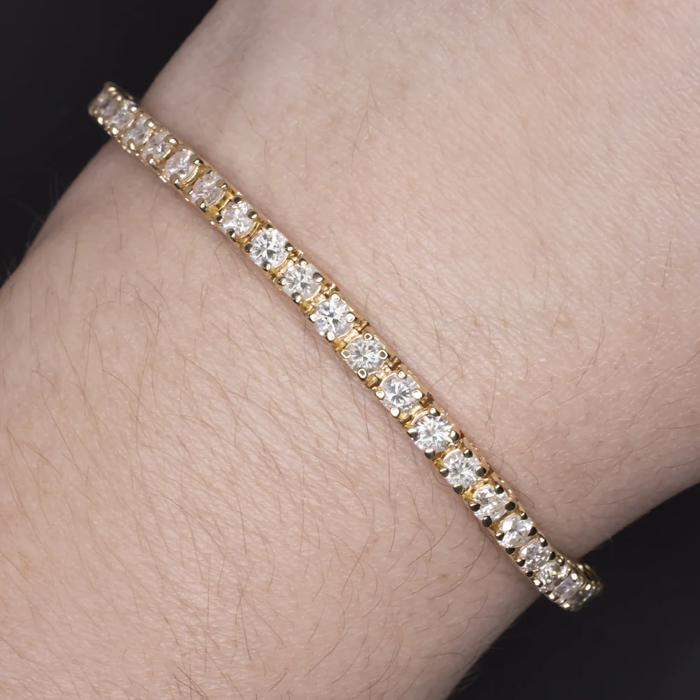 5 CARAT NATURAL DIAMOND TENNIS BRACELET 14k YELLOW GOLD ROUND BRILLIANT CUT 5ct