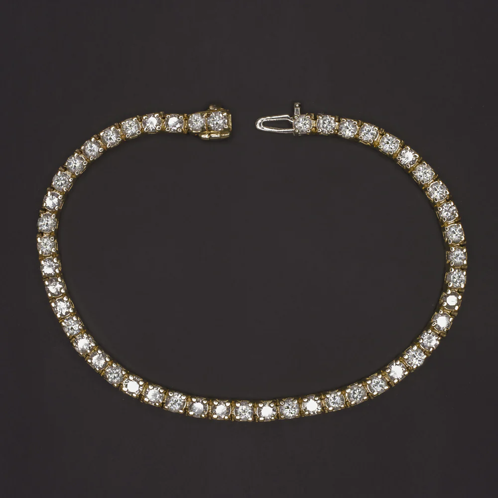 5 CARAT NATURAL DIAMOND TENNIS BRACELET 14k YELLOW GOLD ROUND BRILLIANT CUT 5ct - Image 2