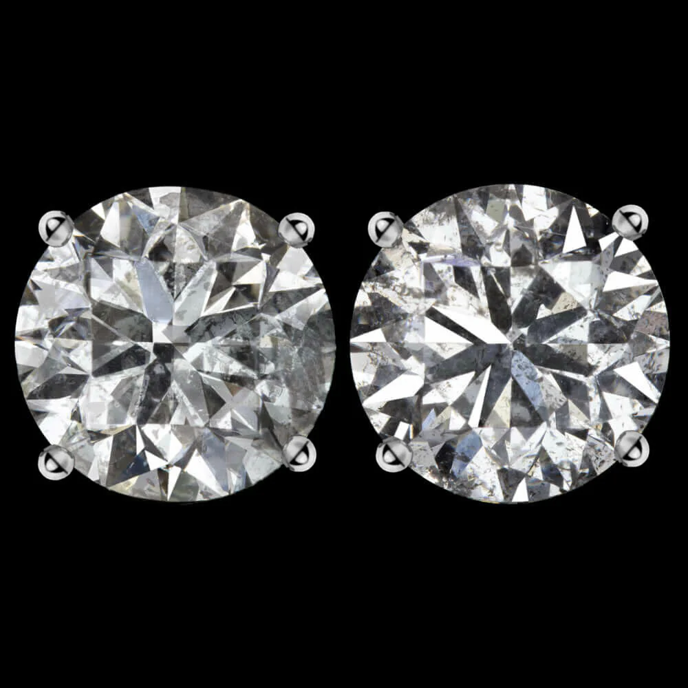 5 CARAT VERY GOOD CUT NATURAL DIAMOND STUD EARRINGS ROUND BRILLIANT PAIR 5ct