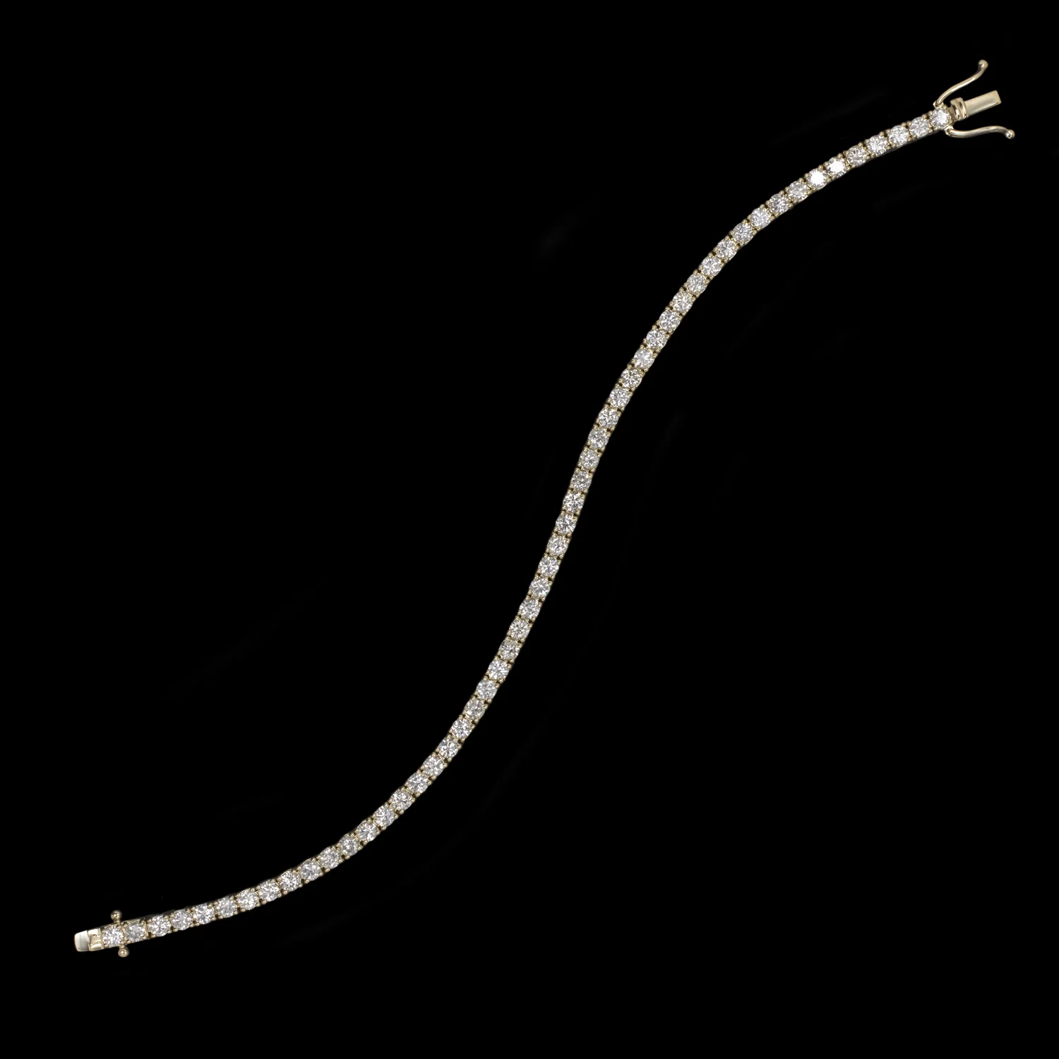 5ct DIAMOND TENNIS BRACELET 8.1gm 14k YELLOW GOLD CLASSIC ROUND BRILLIANT CUT