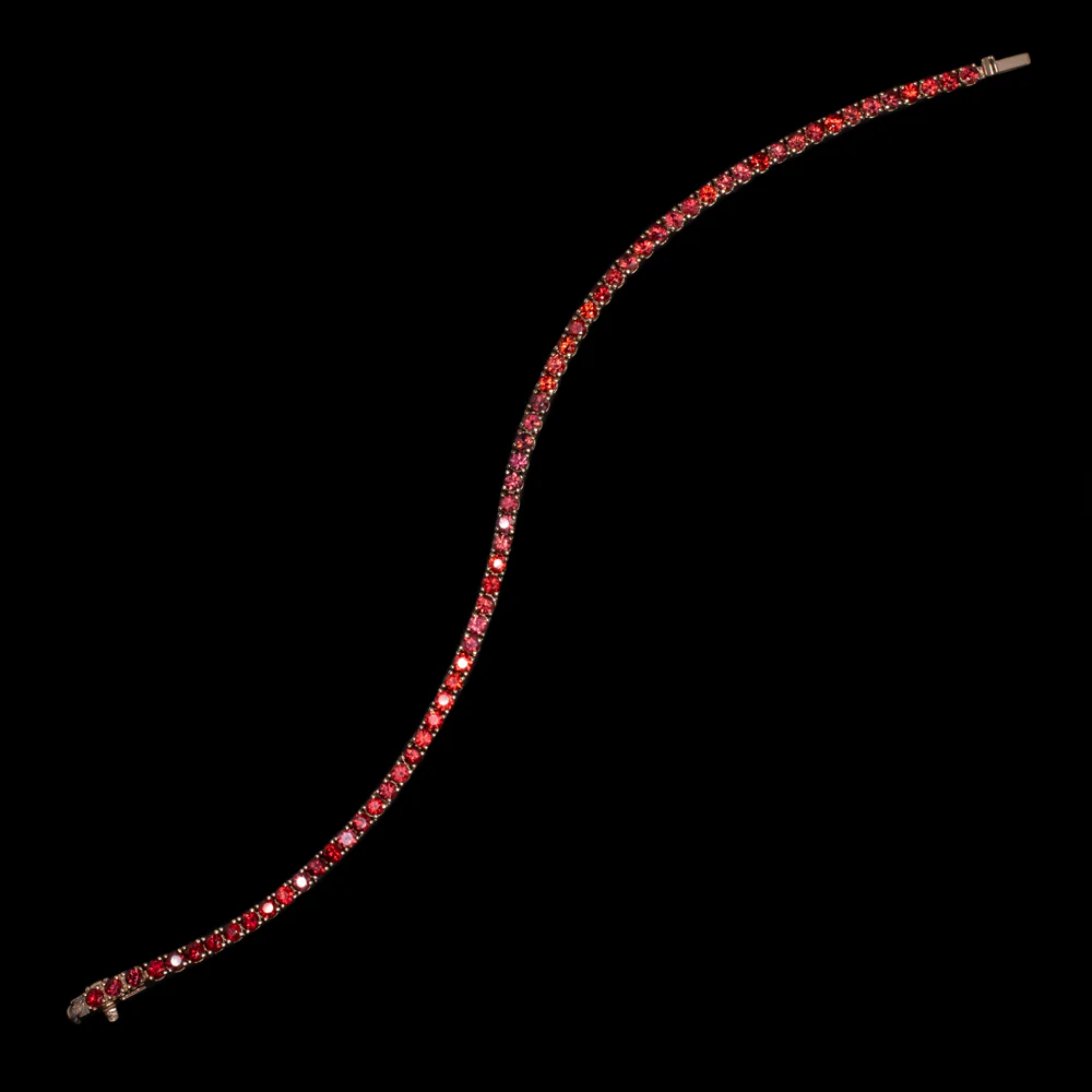 6.11ct SAPPHIRE TENNIS BRACELET ORANGE RED 14k ROSE GOLD NATURAL CLASSIC 6 CARAT - Image 2