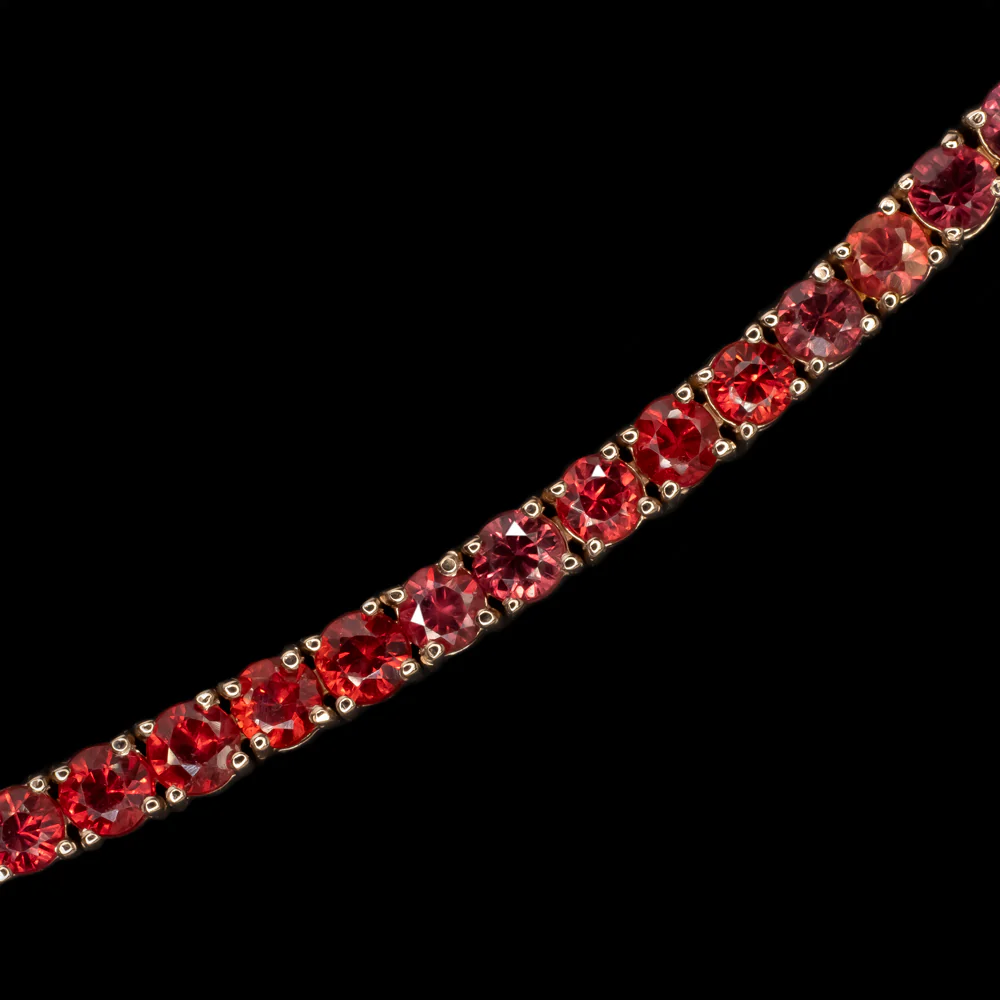 6.11ct SAPPHIRE TENNIS BRACELET ORANGE RED 14k ROSE GOLD NATURAL CLASSIC 6 CARAT - Image 3
