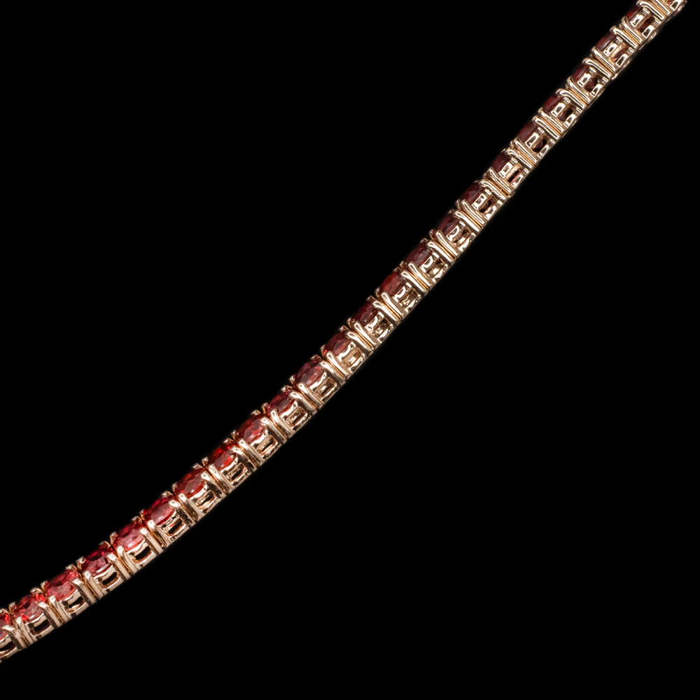 6.11ct SAPPHIRE TENNIS BRACELET ORANGE RED 14k ROSE GOLD NATURAL CLASSIC 6 CARAT - Image 4