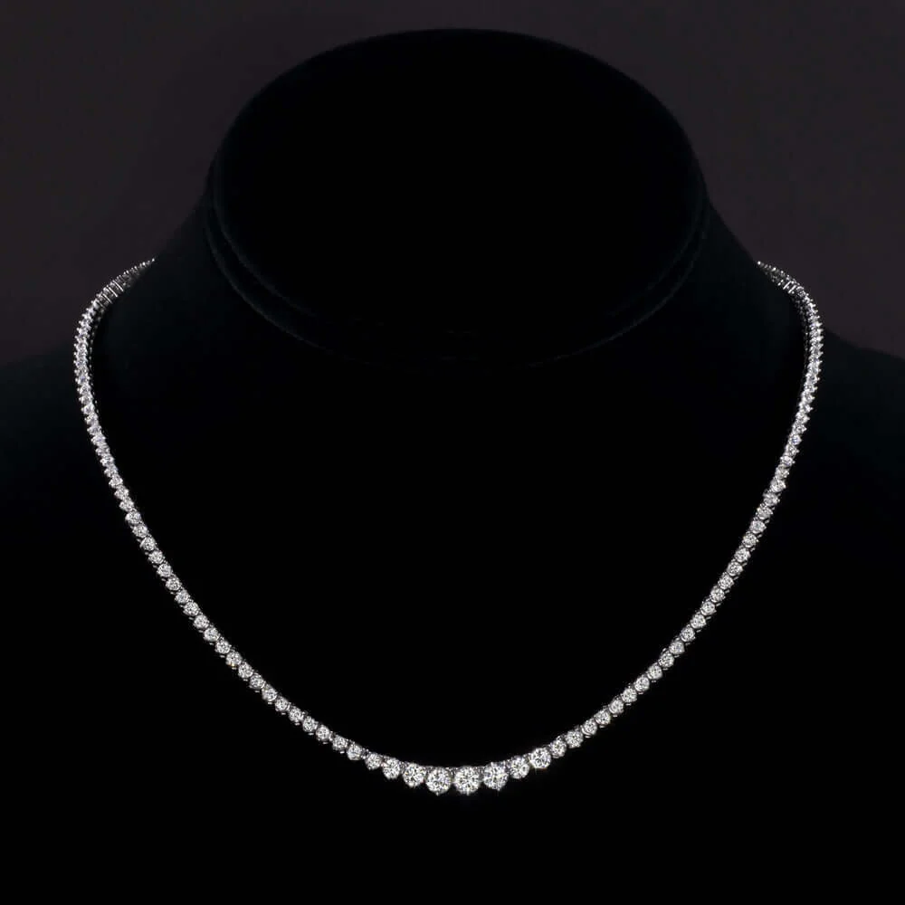 7 CARAT LAB CREATED IDEAL CUT DIAMOND RIVIERA NECKLACE CLASSIC 14k WHITE GOLD - Image 3