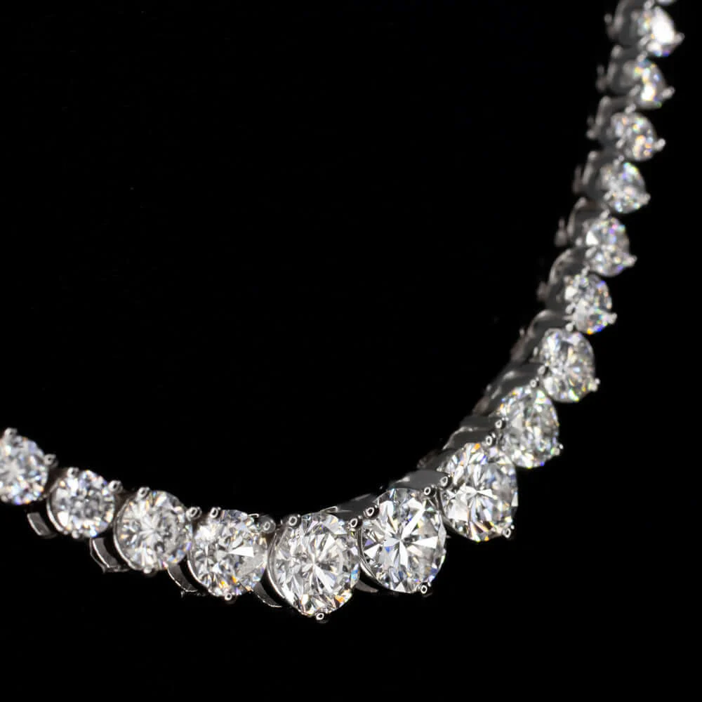 7 CARAT LAB CREATED IDEAL CUT DIAMOND RIVIERA NECKLACE CLASSIC 14k WHITE GOLD - Image 4