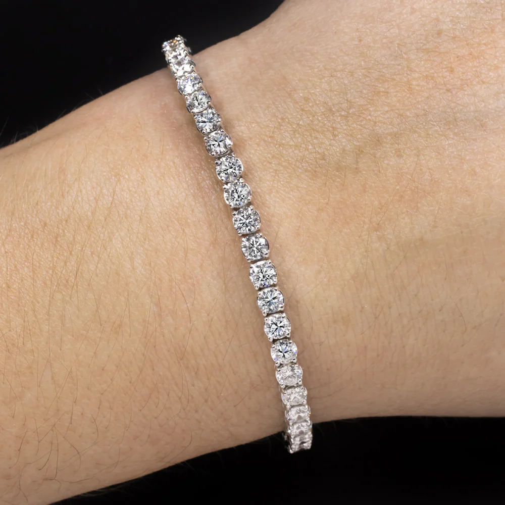 8.29ct LAB CREATED IDEAL CUT DIAMOND TENNIS BRACELET CLASSIC 14k WHITE GOLD 8ct - Image 3