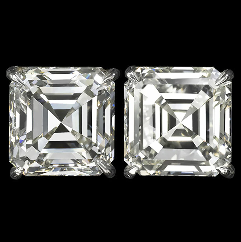 8 CARAT DIAMOND STUD EARRINGS GIA CERTIFIED K-L VVS-VS ASSCHER CUT NATURAL 8ct