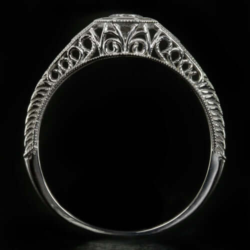 ART DECO FILIGREE 1/4ct DIAMOND ENGAGEMENT COCKTAIL RING BEZEL VINTAGE STYLE - Image 3