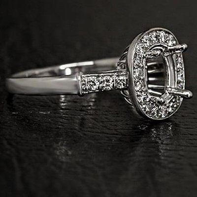 CUSHION SEMI MOUNT DIAMOND 1/3CT HALO VINTAGE OMC SEMI MOUNT SETTING RING 14K WG - Image 3