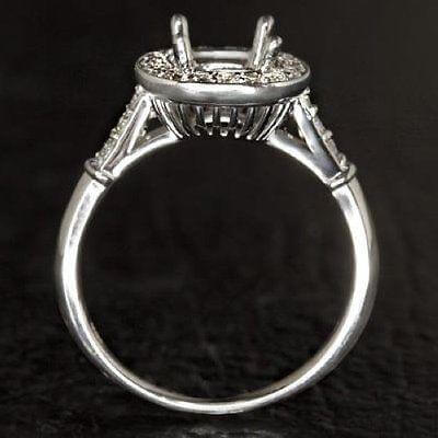 CUSHION SEMI MOUNT DIAMOND 1/3CT HALO VINTAGE OMC SEMI MOUNT SETTING RING 14K WG - Image 4