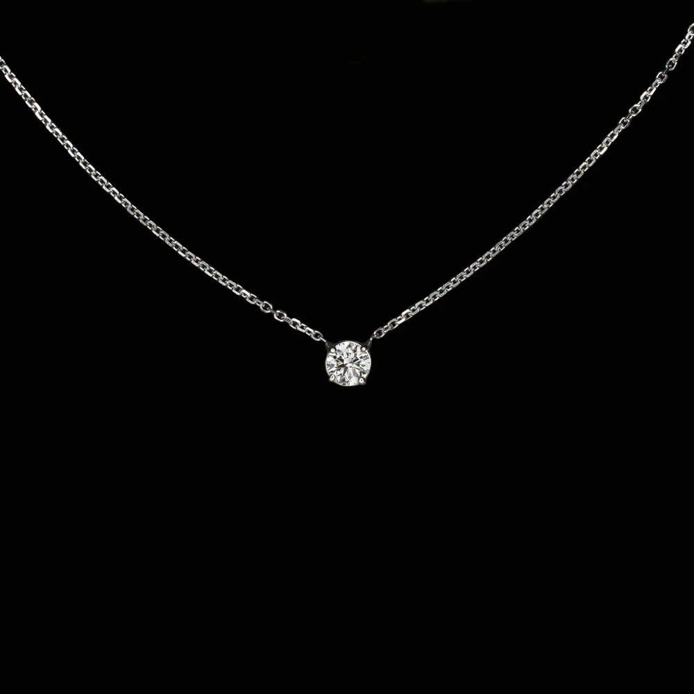 DIAMOND SOLITAIRE NECKLACE PLATINUM 0.30ct VERY GOOD CUT ROUND PENDANT