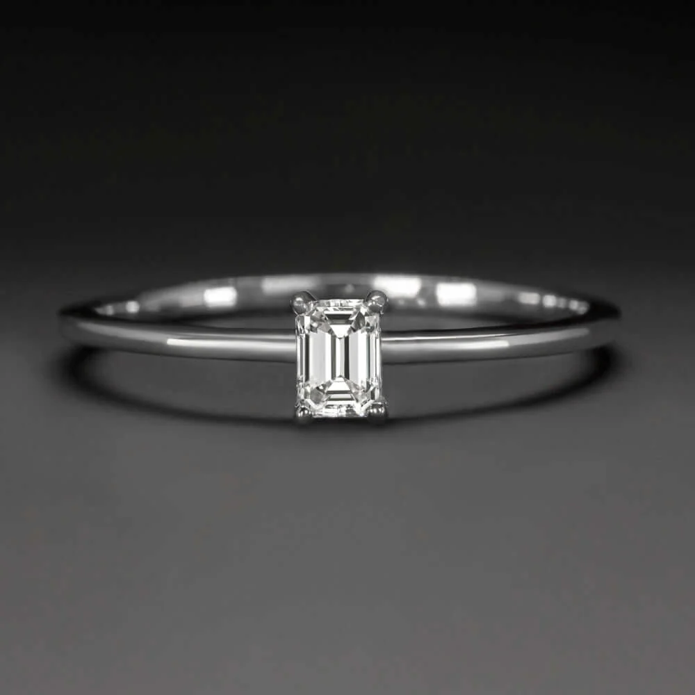 DIAMOND SOLITAIRE RING 14k WHITE GOLD DAINTY CLASSIC MINIMALIST SIMPLE PROMISE