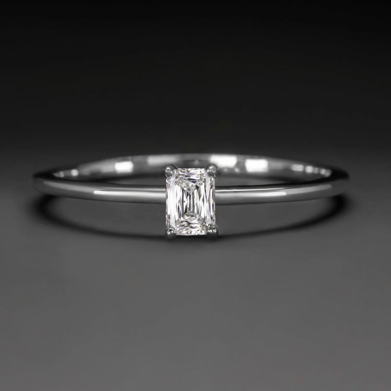DIAMOND SOLITAIRE RING PLATINUM ASHOKA CRISS CUT DAINTY MINIMALIST PROMISE