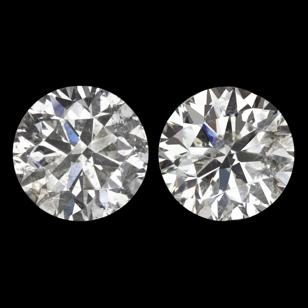 DIAMOND STUD EARRINGS 2 CARAT ROUND BRILLIANT CUT NATURAL EARTH MINED PAIR 2ct