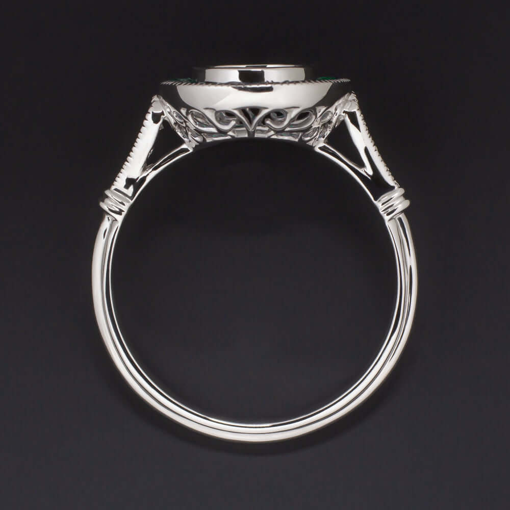 EMERALD DIAMOND ENGAGEMENT RING SETTING 6.5m SEMI MOUNT VINTAGE STYLE ART DECO - Image 3