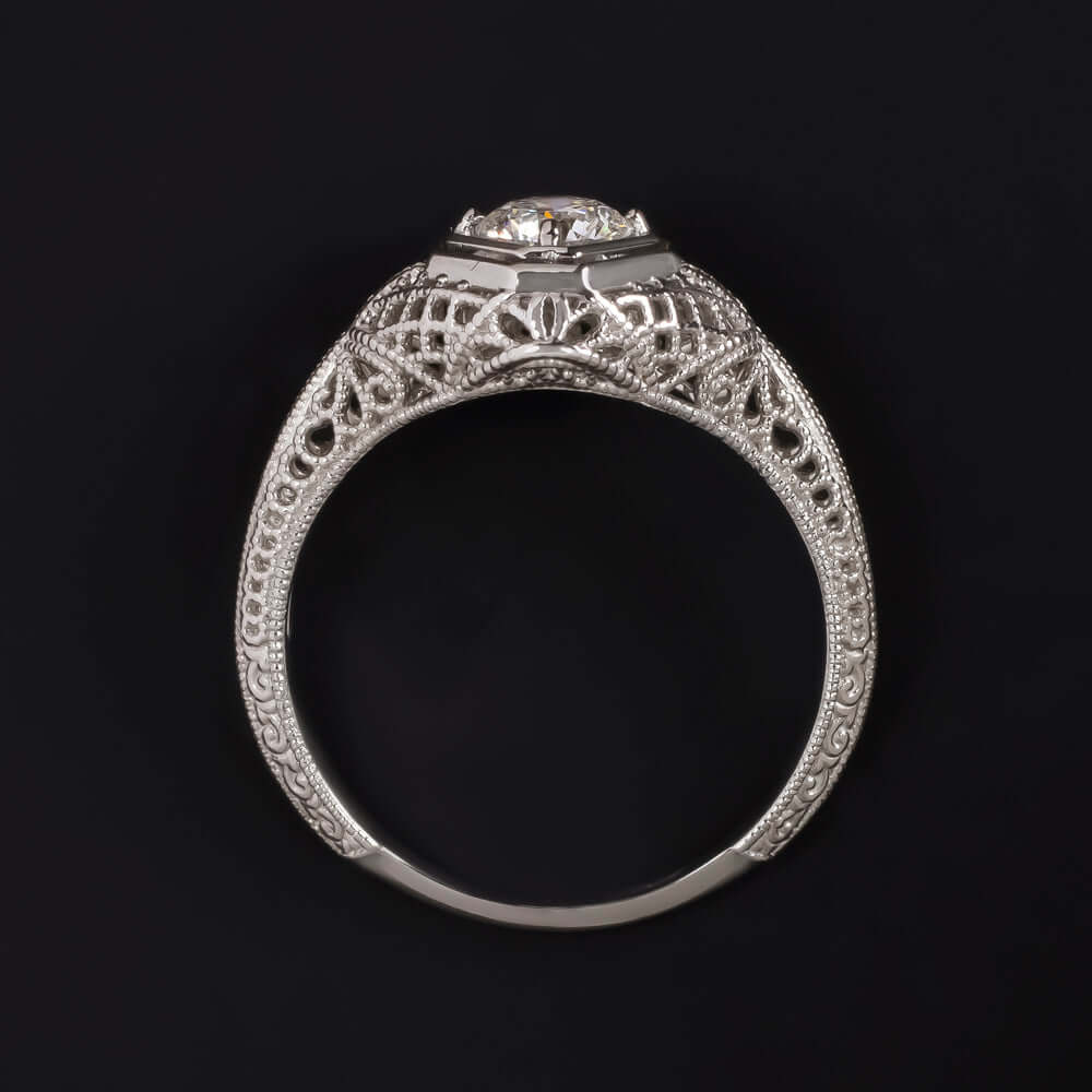EXCELLENT CUT G VS2-SI1 DIAMOND ENGAGEMENT RING PLATINUM VINTAGE STYLE FILIGREE - Image 3