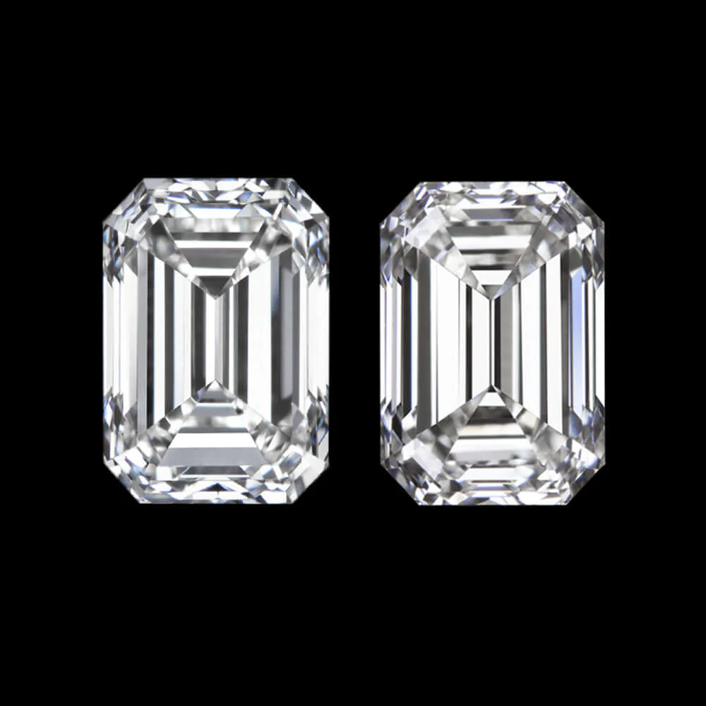 F VS 0.80ct EMERALD CUT DIAMOND MATCHING PAIR STUD EARRINGS LOOSE 3 STONE ACCENT