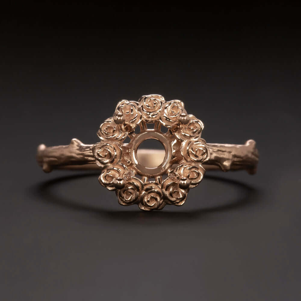 FLORAL NATURAL RING 6.5m SETTING 14K ROSE GOLD FLOWER ENGAGEMENT SOLITAIRE MOUNT
