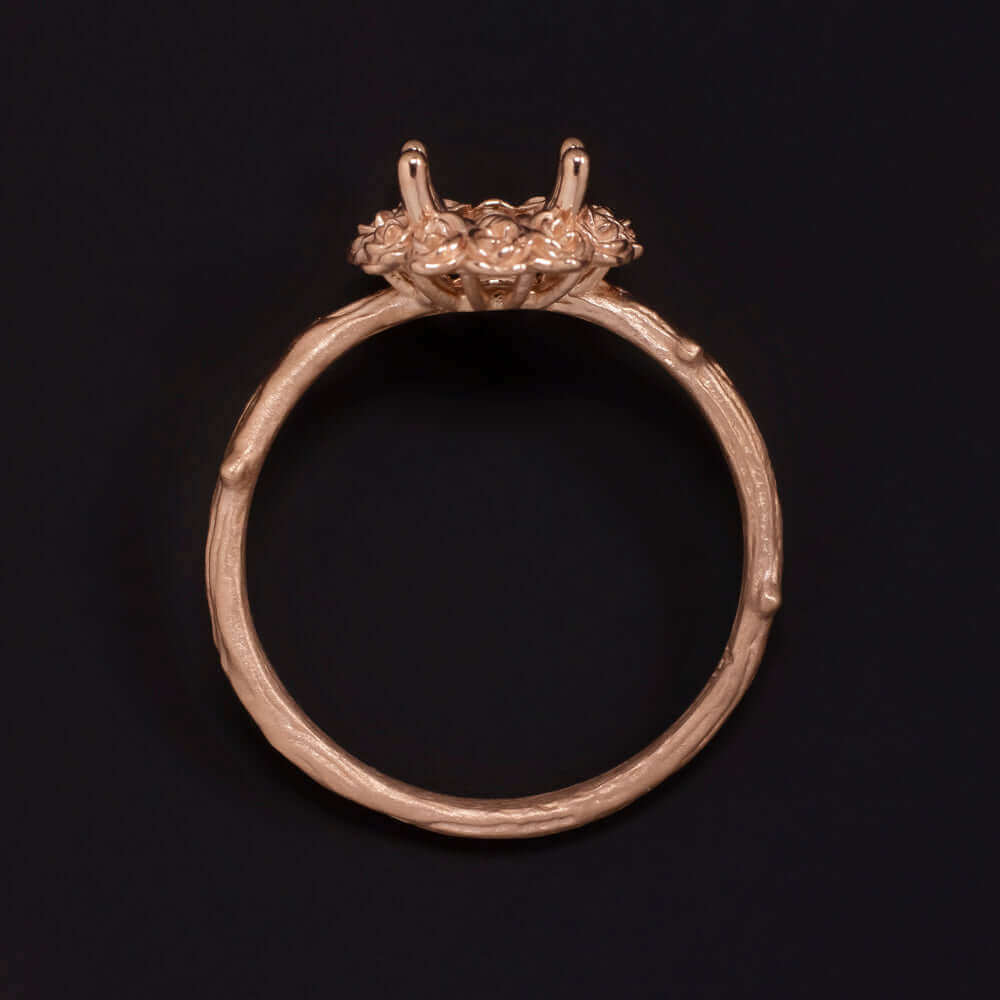 FLORAL NATURAL RING 6.5m SETTING 14K ROSE GOLD FLOWER ENGAGEMENT SOLITAIRE MOUNT - Image 3
