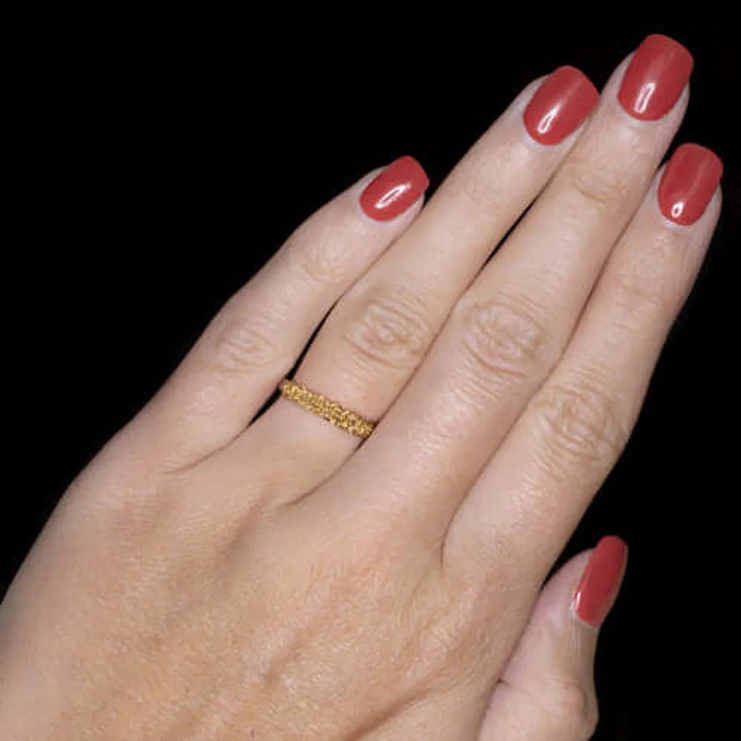 FLORAL WEDDING BAND STACKING RING TWO TONE 14K WHITE YELLOW GOLD ROSE IVY LEAF - Image 4