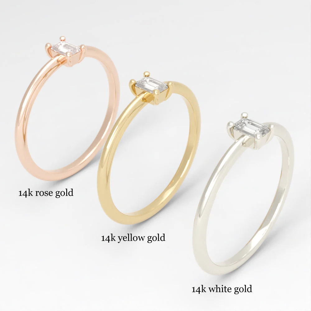 G-H VS EMERALD CUT NATURAL DIAMOND SOLITAIRE RING PROMISE ENGAGEMENT YELLOW GOLD - Image 3