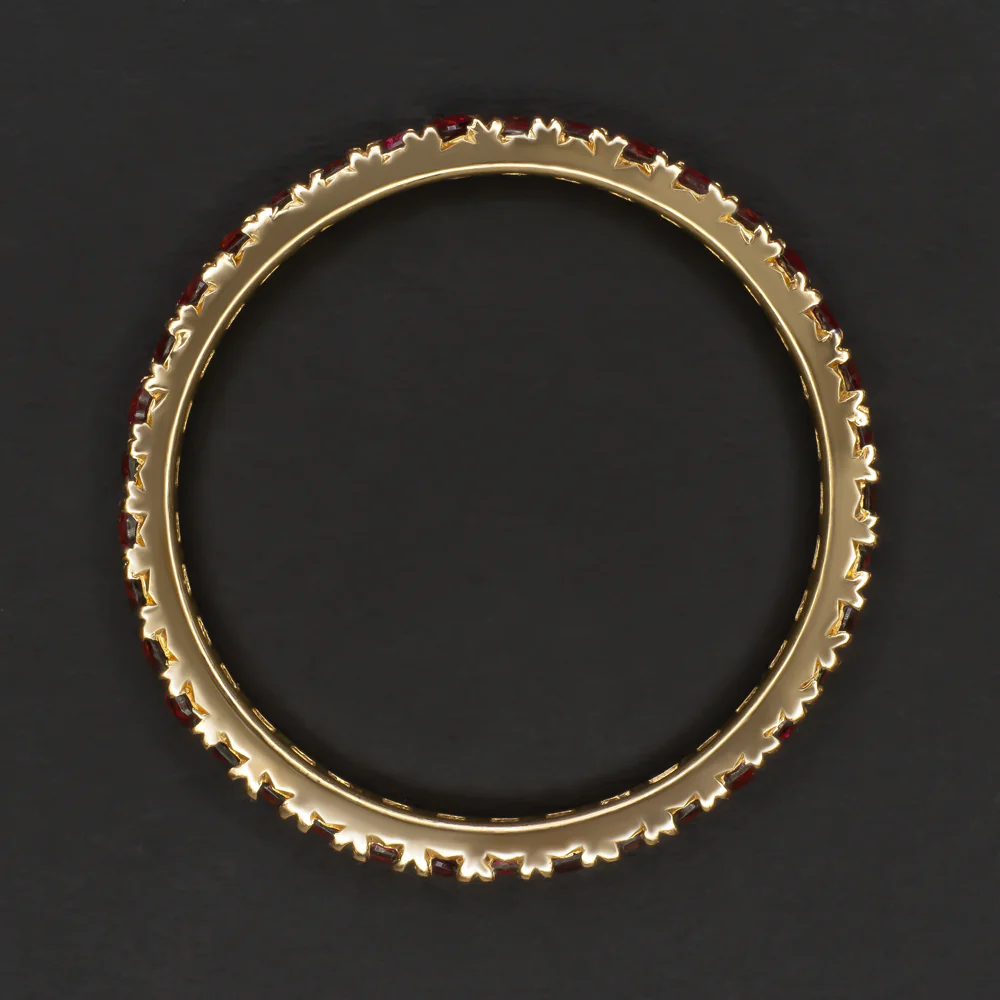 GARNET 14K YELLOW GOLD ETERNITY RING STACKING WEDDING BAND NATURAL RED Size 5.5 - Image 2
