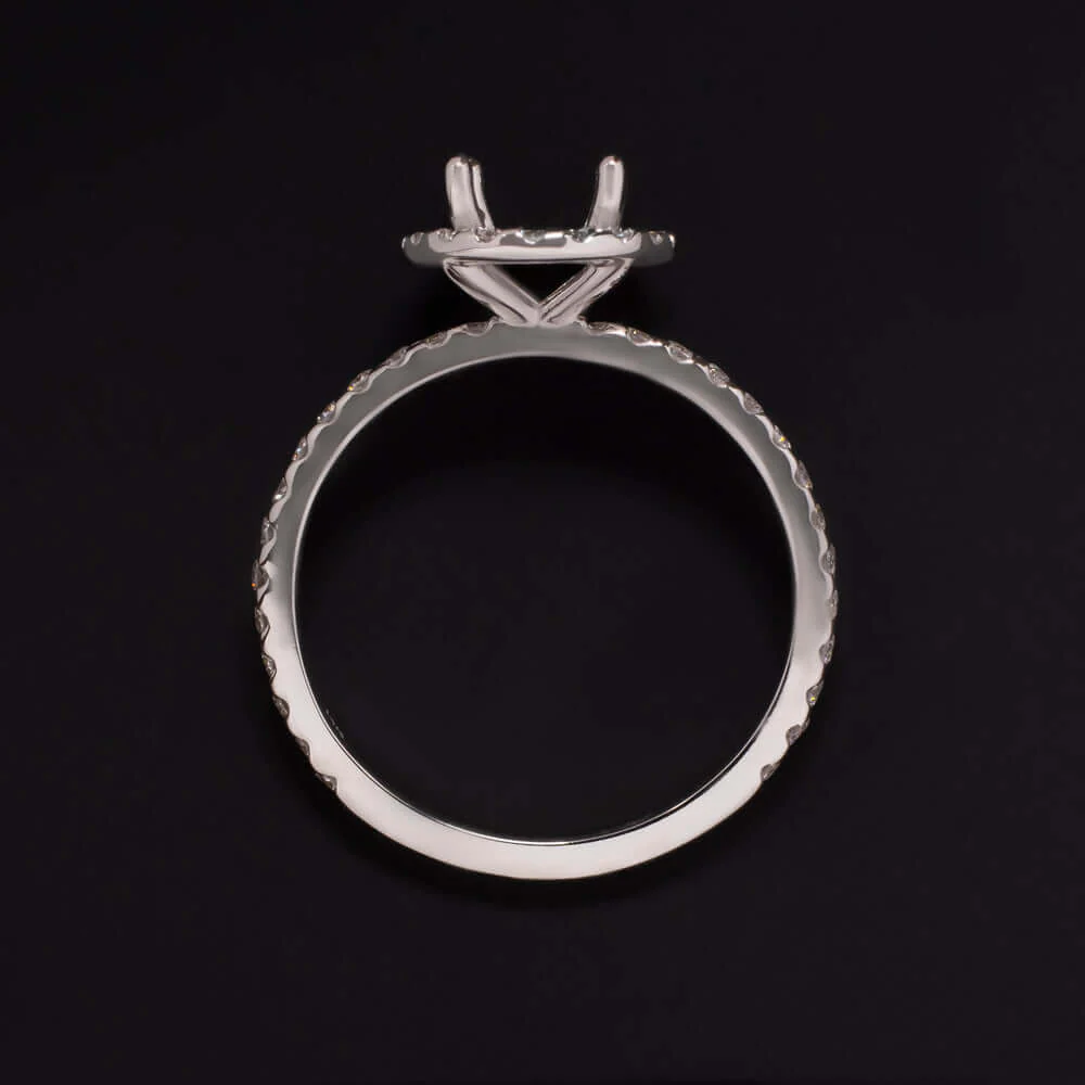 HALO DIAMOND ENGAGEMENT RING SETTING 6.5mm ROUND PAVE BAND WHITE GOLD SEMI MOUNT - Image 3