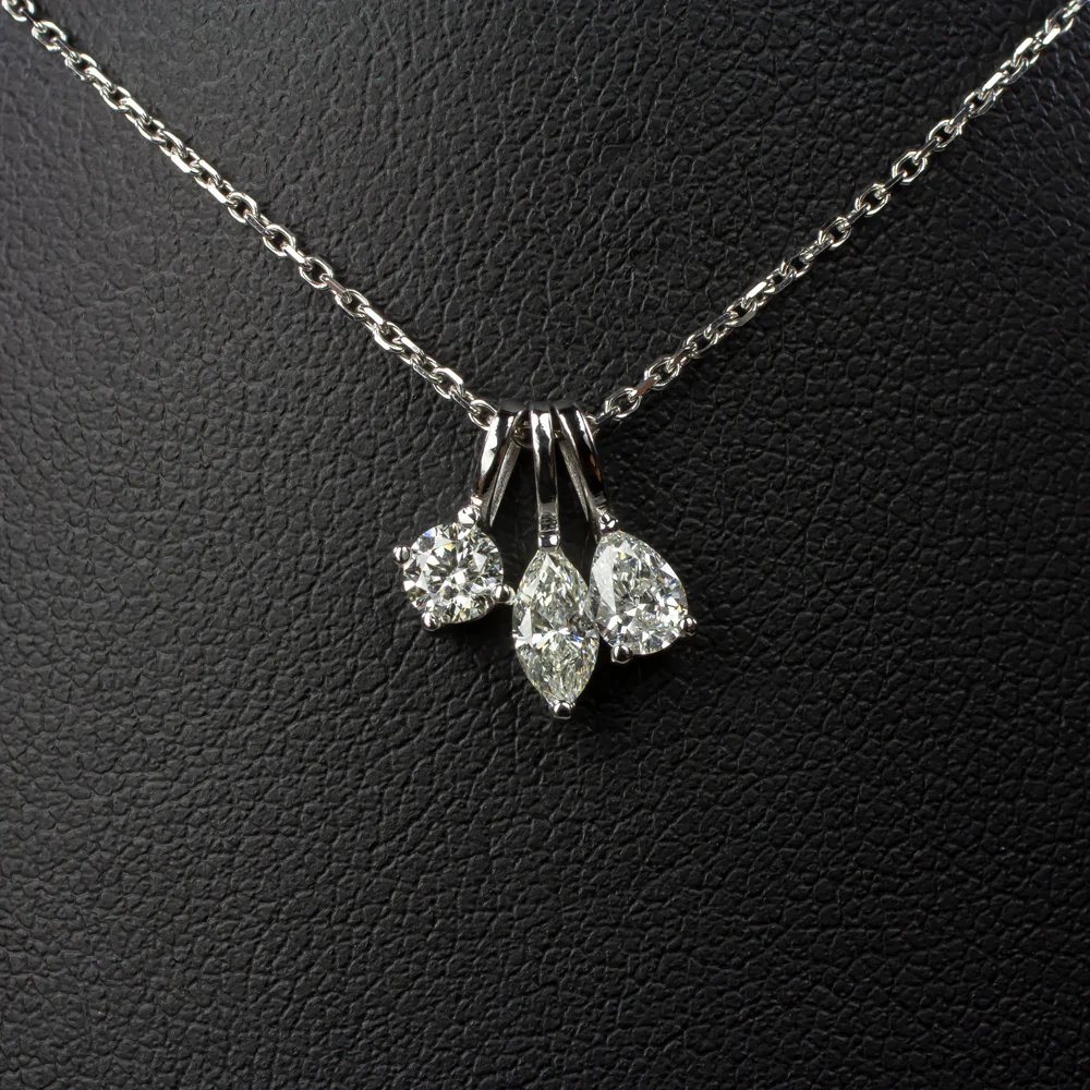 HEART SHAPE CUT NATURAL DIAMOND NECKLACE MINIMALIST CHARM PENDANT 14k WHITE GOLD - Image 4