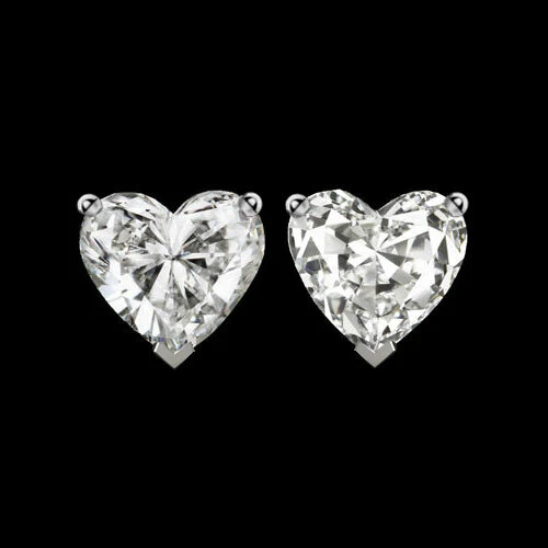 HEART SHAPE DIAMOND STUD EARRINGS 0.38ct F VS1-SI1 14k WHITE GOLD CUTE EVERYDAY