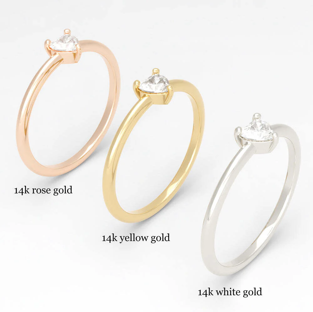 HEART SHAPE NATURAL DIAMOND SOLITAIRE RING PROMISE ENGAGEMENT 10k YELLOW GOLD - Image 4