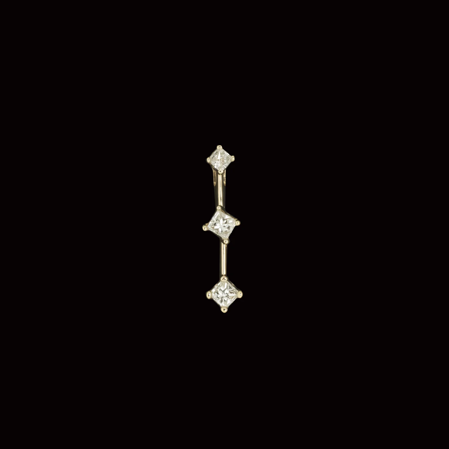 NATURAL DIAMOND 14k YELLOW GOLD BAR PENDANT NATURAL DROP NECKLACE ESTATE JEWELRY