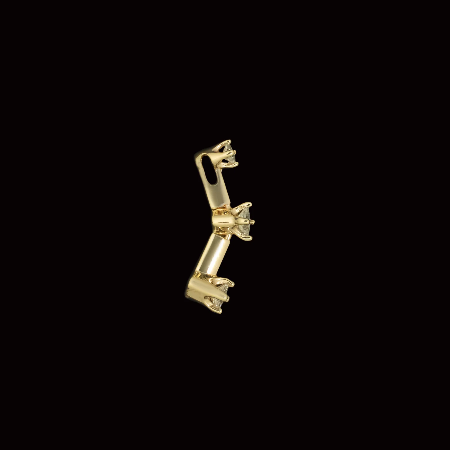 NATURAL DIAMOND 14k YELLOW GOLD BAR PENDANT NATURAL DROP NECKLACE ESTATE JEWELRY - Image 2