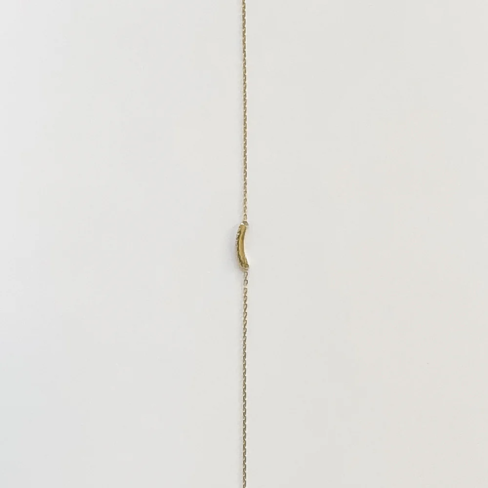 NATURAL DIAMOND BRACELET CURVED BAR MINIMALIST YELLOW GOLD CHAIN CLASSIC SIMPLE - Image 3