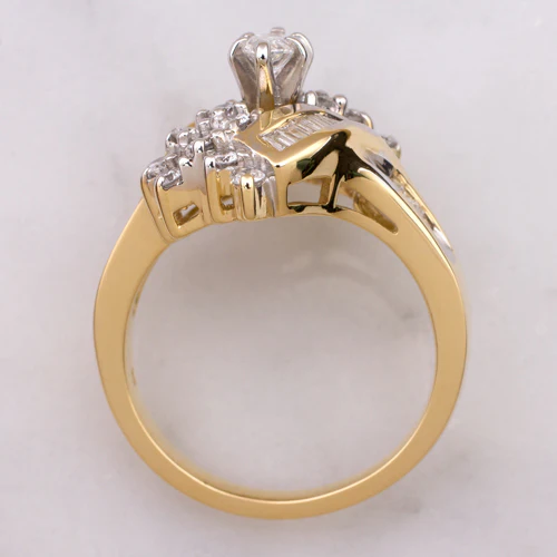NATURAL DIAMOND COCKTAIL RING BYPASS 14k YELLOW GOLD 1 CARAT 7 GRAM STATEMENT - Image 3