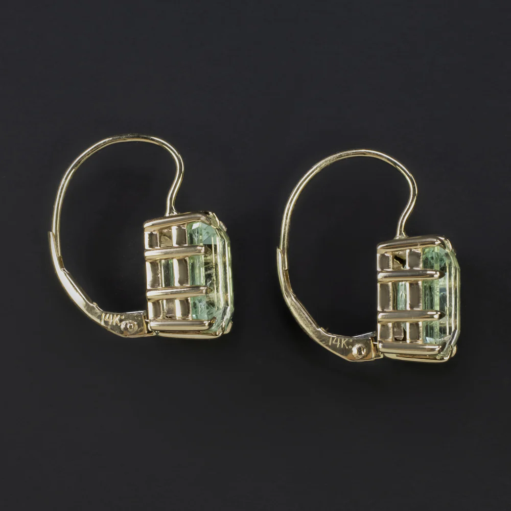 NATURAL EMERALD DROP EARRINGS 14k YELLOW GOLD DANGLE CLASSIC MINT GREEN 5.67ct - Image 2