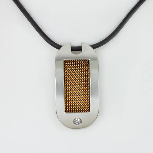 NATURAL DIAMOND MENS NECKLACE PENDANT ENGRAVABLE DOG TAG ROSE GOLD ARMY MARINES