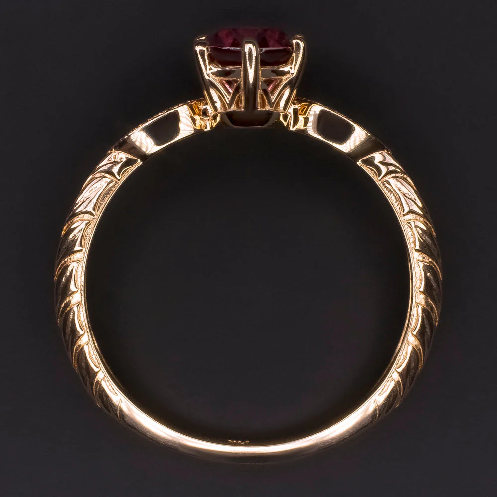 RHODOLITE GARNET DIAMOND RING VINTAGE STYLE OVAL NATURAL PINK PURPLE COCKTAIL - Image 3