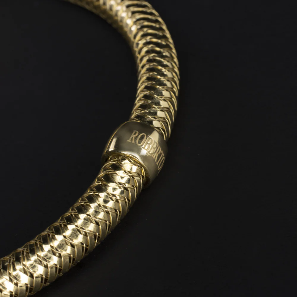 ROBERTO COIN PRIMAVERA 18k YELLOW GOLD BANGLE BRACELET WOVEN FLEXIBLE STRETCH - Image 2