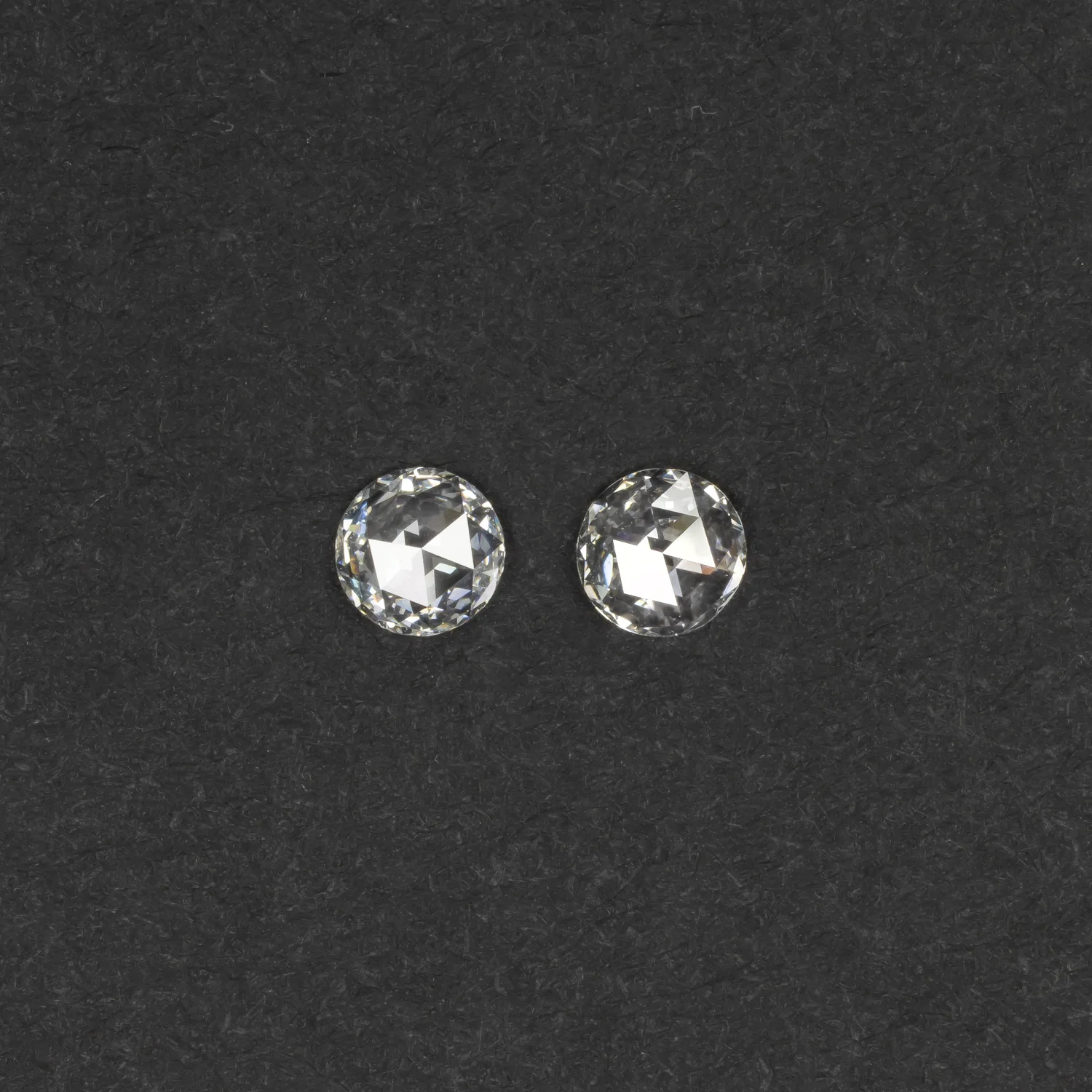 ROSE CUT DIAMOND PAIR STUD EARRINGS NATURAL ROUND 0.39ct D-E VS1 EARTH MINED