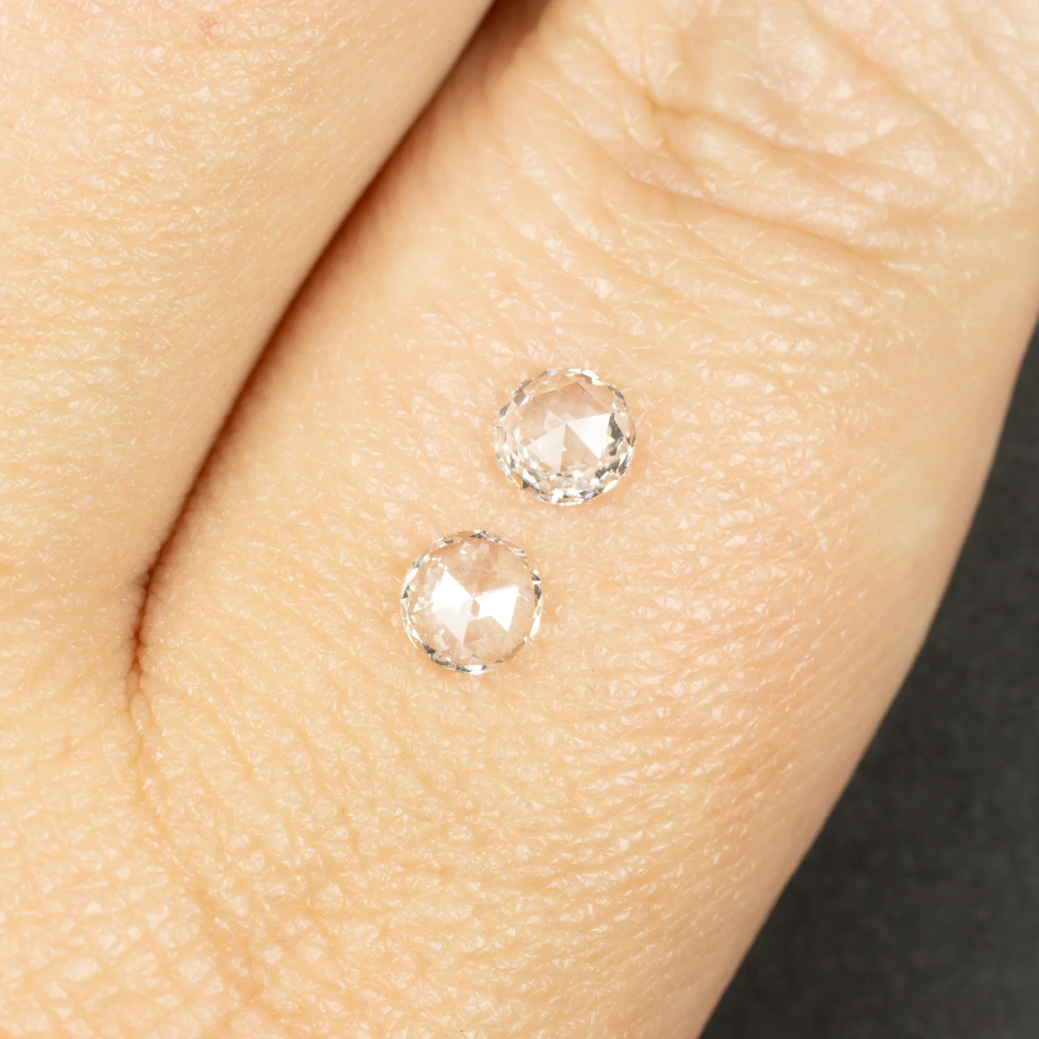 ROSE CUT DIAMOND PAIR STUD EARRINGS NATURAL ROUND 0.39ct D-E VS1 EARTH MINED - Image 2