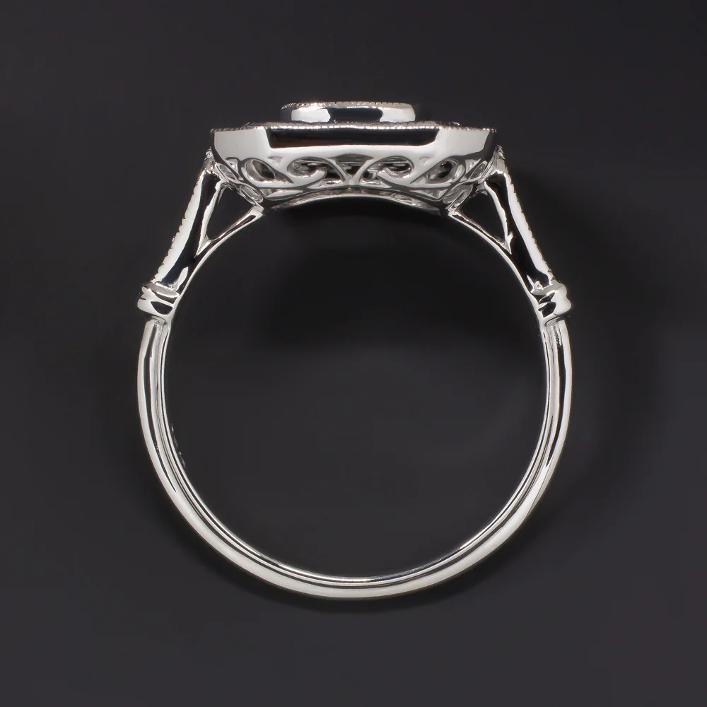 SAPPHIRE 5.5mm HALO ENGAGEMENT RING SETTING CUSHION ROUND SQUARE ART DECO STYLE - Image 3