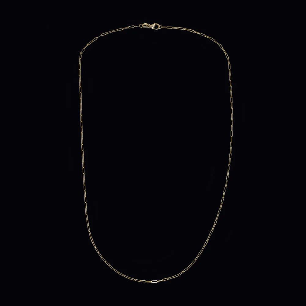 SOLID 14k GOLD PAPER CLIP CHAIN NECKLACE 18 INCH CLASSIC THIN WHITE YELLOW GIFT - Image 2