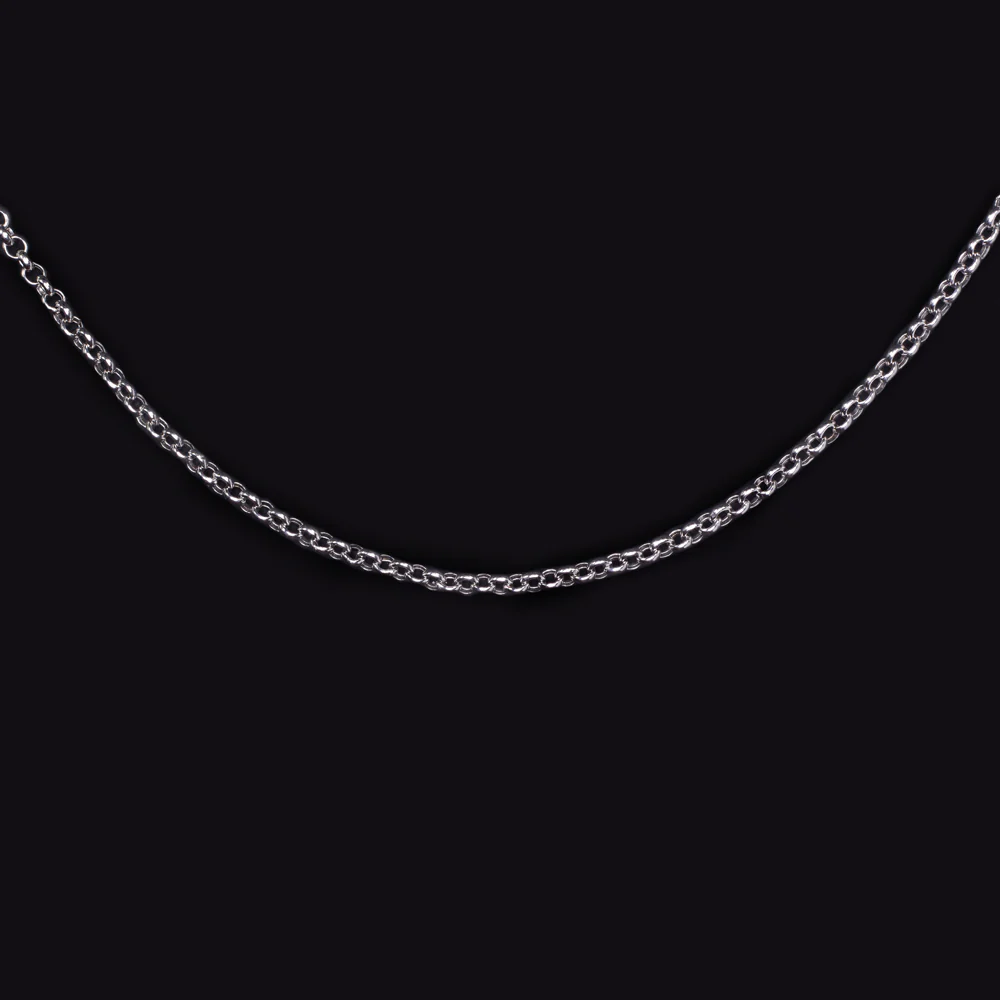 SOLID 14k WHITE GOLD ROLLO CHAIN NECKLACE 19 INCH LONG 2.3mm MENS LADIES CLASSIC - Image 2