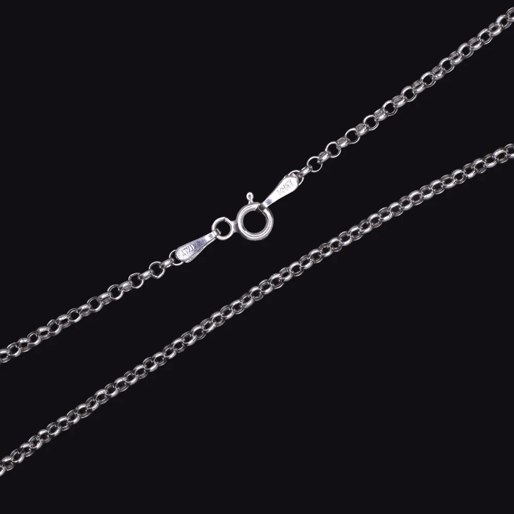 SOLID 14k WHITE GOLD ROLLO CHAIN NECKLACE 19 INCH LONG 2.3mm MENS LADIES CLASSIC - Image 3